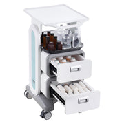 3 Tiers Lab Carts, Lab Utility Cart with 2 Drawers & 1 Top Tray, Mobile Medical Cart with ABS Material, Lab V952-SYSTCECKFBS498TJSV0