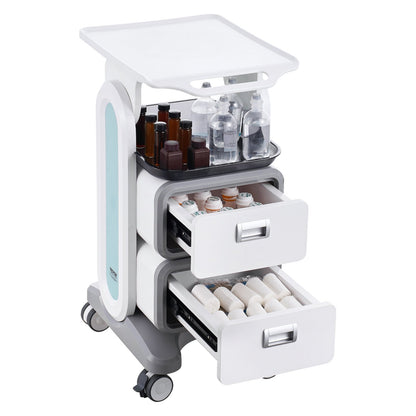 3 Tiers Lab Carts, Lab Utility Cart with 2 Drawers & 1 Top Tray, Mobile Medical Cart with ABS Material, Lab V952-SYSTCECKFBS498TJSV0
