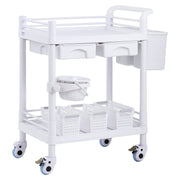 2 Tiers Lab Carts, Lab Utility Cart with 2 Trays, 2 Drawers & 4 Silent Wheels, Mobile Medical Cart with PP V952-SYSTCECKFBS4Q6WT7V0