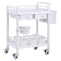 2 Tiers Lab Carts, Lab Utility Cart with 2 Trays, 2 Drawers & 4 Silent Wheels, Mobile Medical Cart with PP V952-SYSTCECKFBS4Q6WT7V0