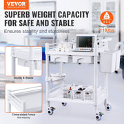 2 Tiers Lab Carts, Lab Utility Cart with 2 Trays, 2 Drawers & 4 Silent Wheels, Mobile Medical Cart with PP V952-SYSTCECKFBS4Q6WT7V0