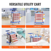 5 Tiers Lab Carts, Lab Utility Cart with 5 Drawers & 4 Silent Wheels, Mobile Medical Cart with PP Material, V952-SYSTCECKFLS4VNN2DV3