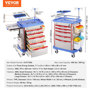 5 Tiers Lab Carts, Lab Utility Cart with 5 Drawers & 4 Silent Wheels, Mobile Medical Cart with PP Material, V952-SYSTCECKFLS4VNN2DV3