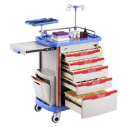5 Tiers Lab Carts, Lab Utility Cart with 5 Drawers & 4 Silent Wheels, Mobile Medical Cart with PP Material, V952-SYSTCECKFLS4VNN2DV3