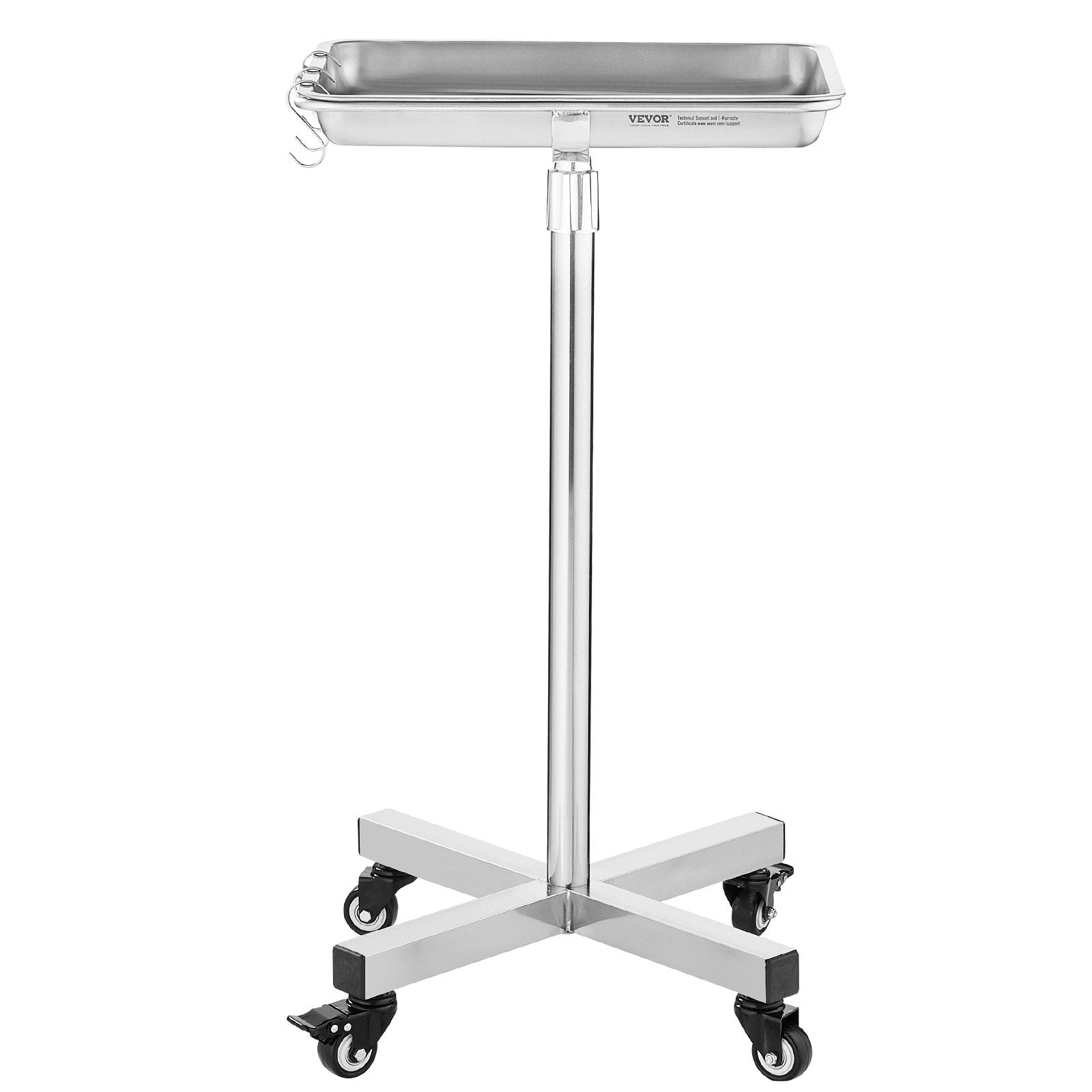 Mayo Stand, Stainless Steel Mayo Tray, Load Capacity up to 35 lbs, Adjustable Height 25.2"-39.8", Medical V952-SYSTCECKFS411UNA4V0