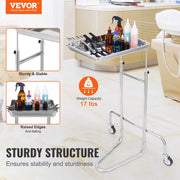 Stainless Steel Lab Cart with Single Tray & 2 Silent Wheels for Lab Clinic V952-SYSTCECKFSS2HAV26V0