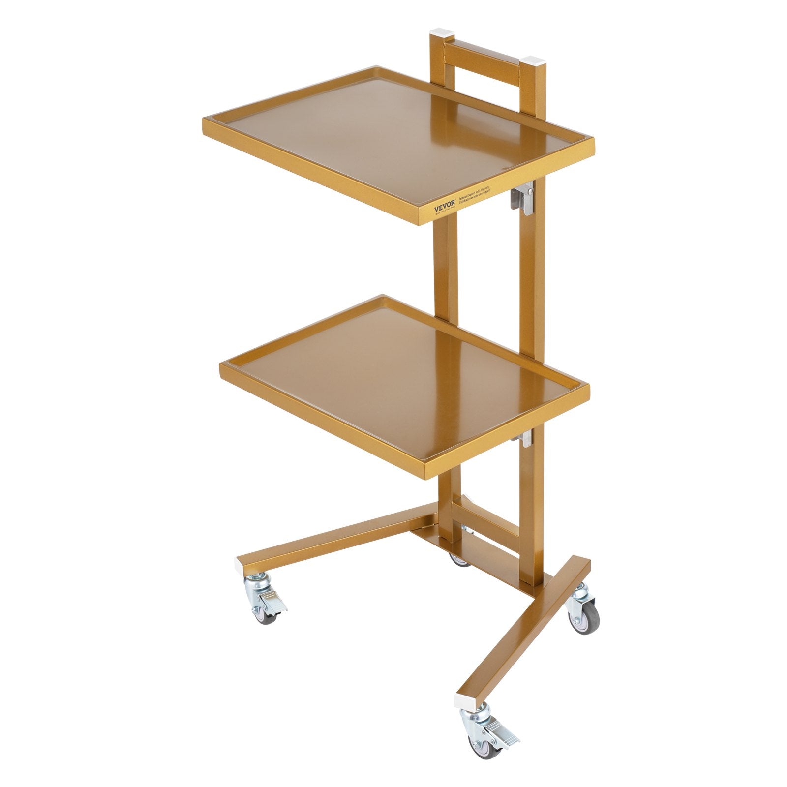 2 Tiers Stainless Steel Lab Carts with 2 Trays & 4 Silent Wheels Golden V952-SYSTCECKFYS4QES24V0