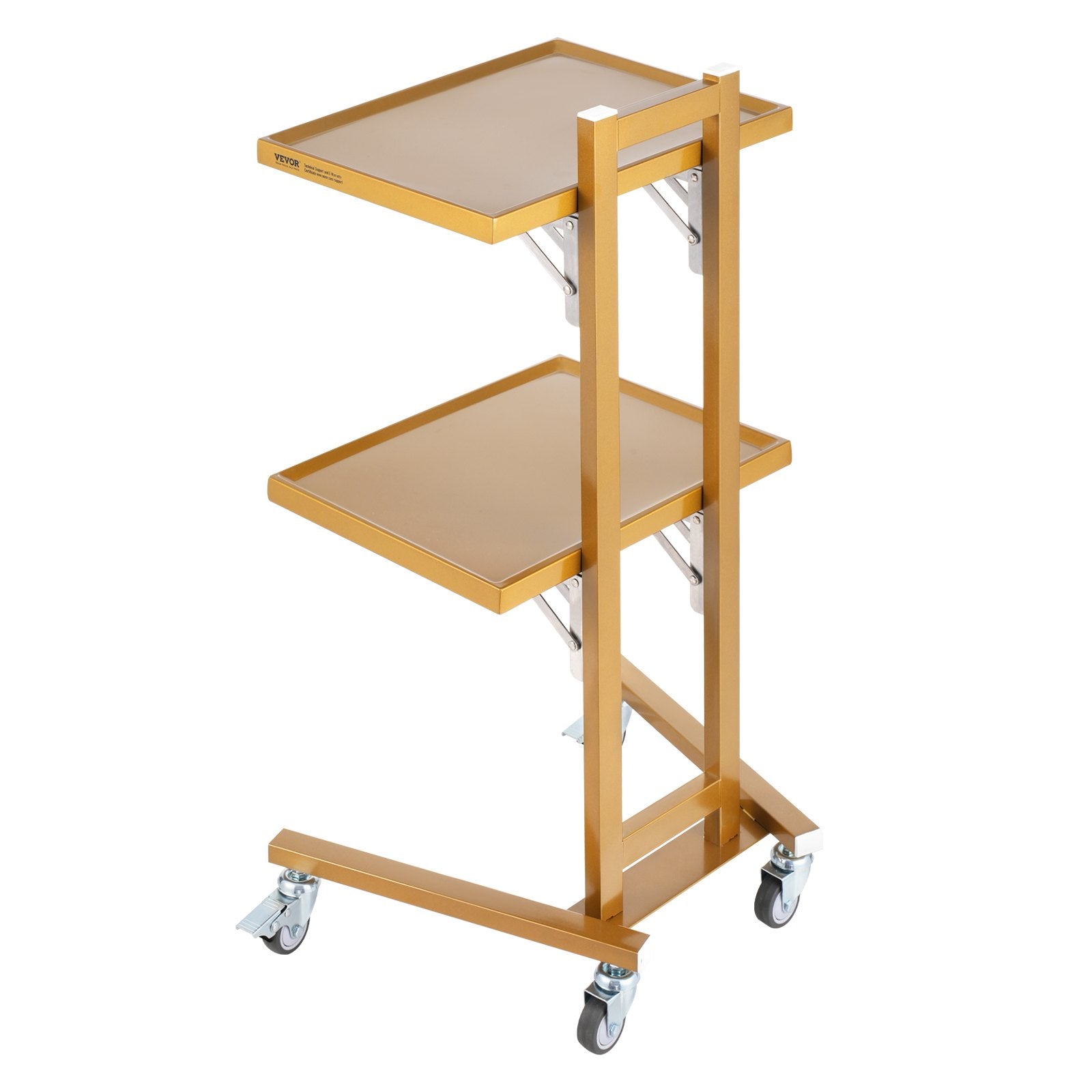 2 Tiers Stainless Steel Lab Carts with 2 Trays & 4 Silent Wheels Golden V952-SYSTCECKFYS4QES24V0