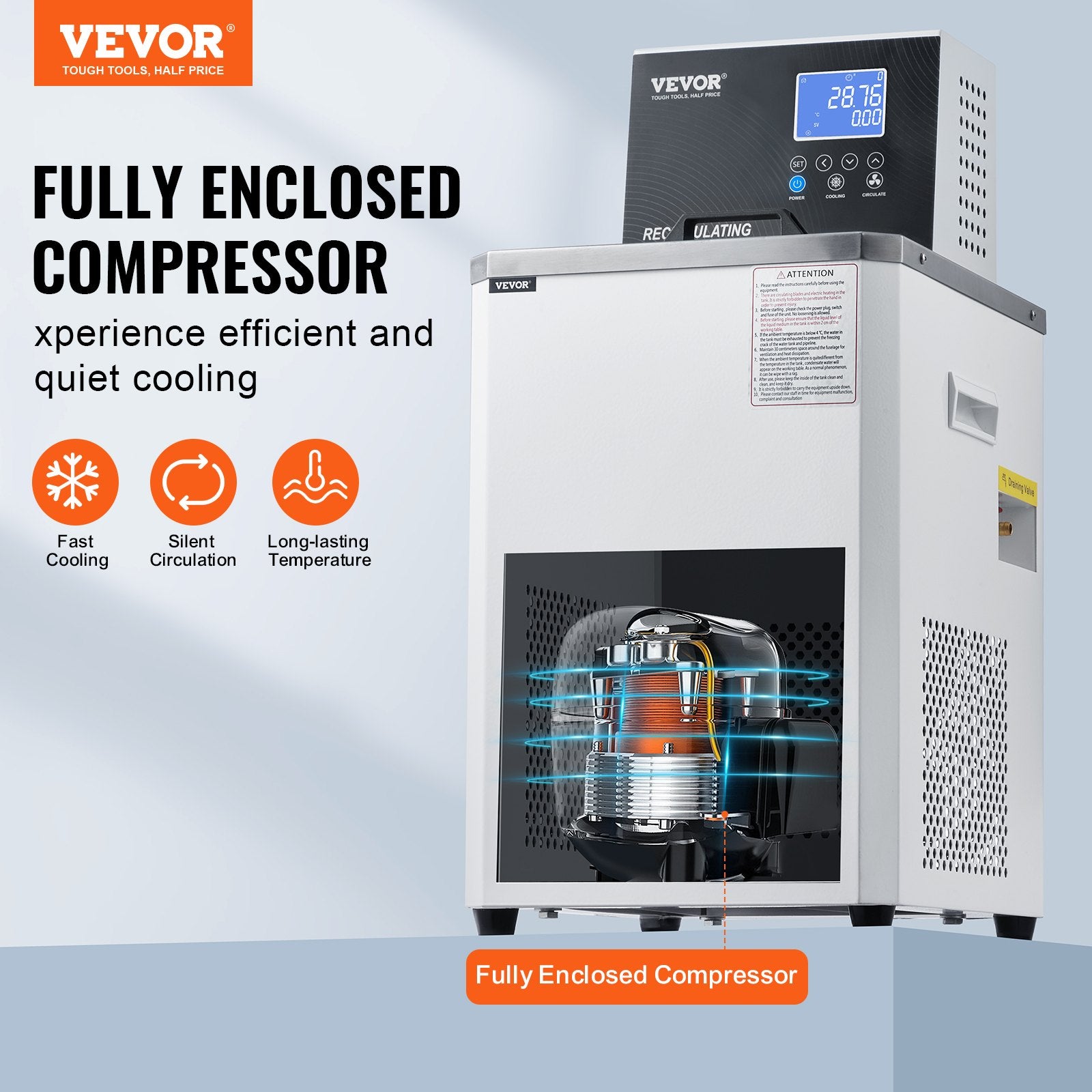 Laboratory Chiller Circulator, 6L Chiller Lab Low Temperature Cooling Liquid, 23 degrees F-212 degrees F V952-SYSXHLQQ6L50FGTJAV3