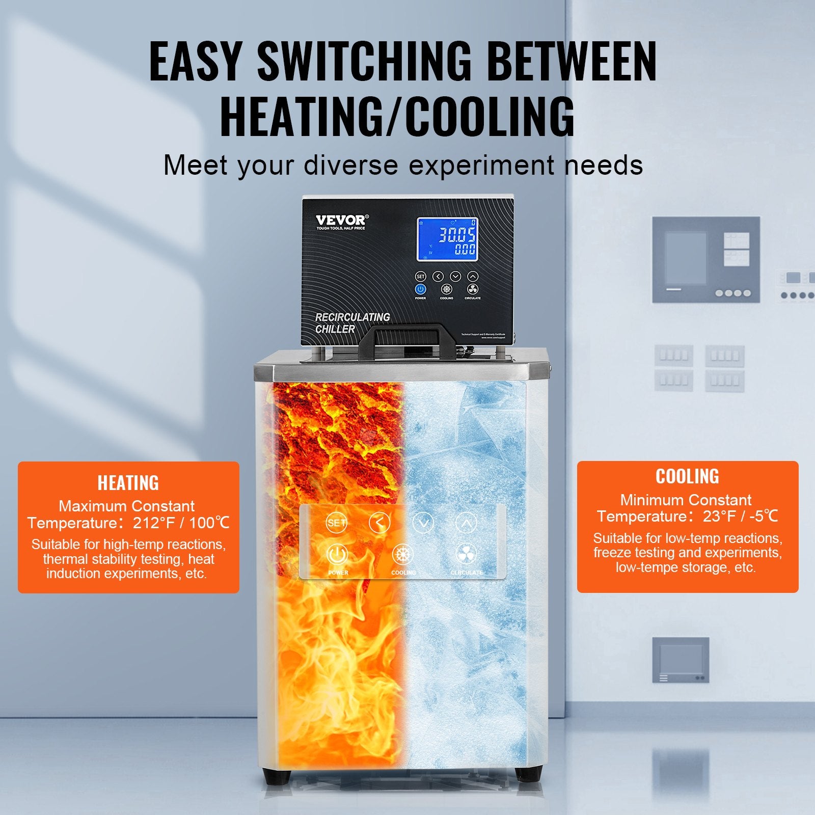 Laboratory Chiller Circulator, 6L Chiller Lab Low Temperature Cooling Liquid, 23 degrees F-212 degrees F V952-SYSXHLQQ6L50FGTJAV3