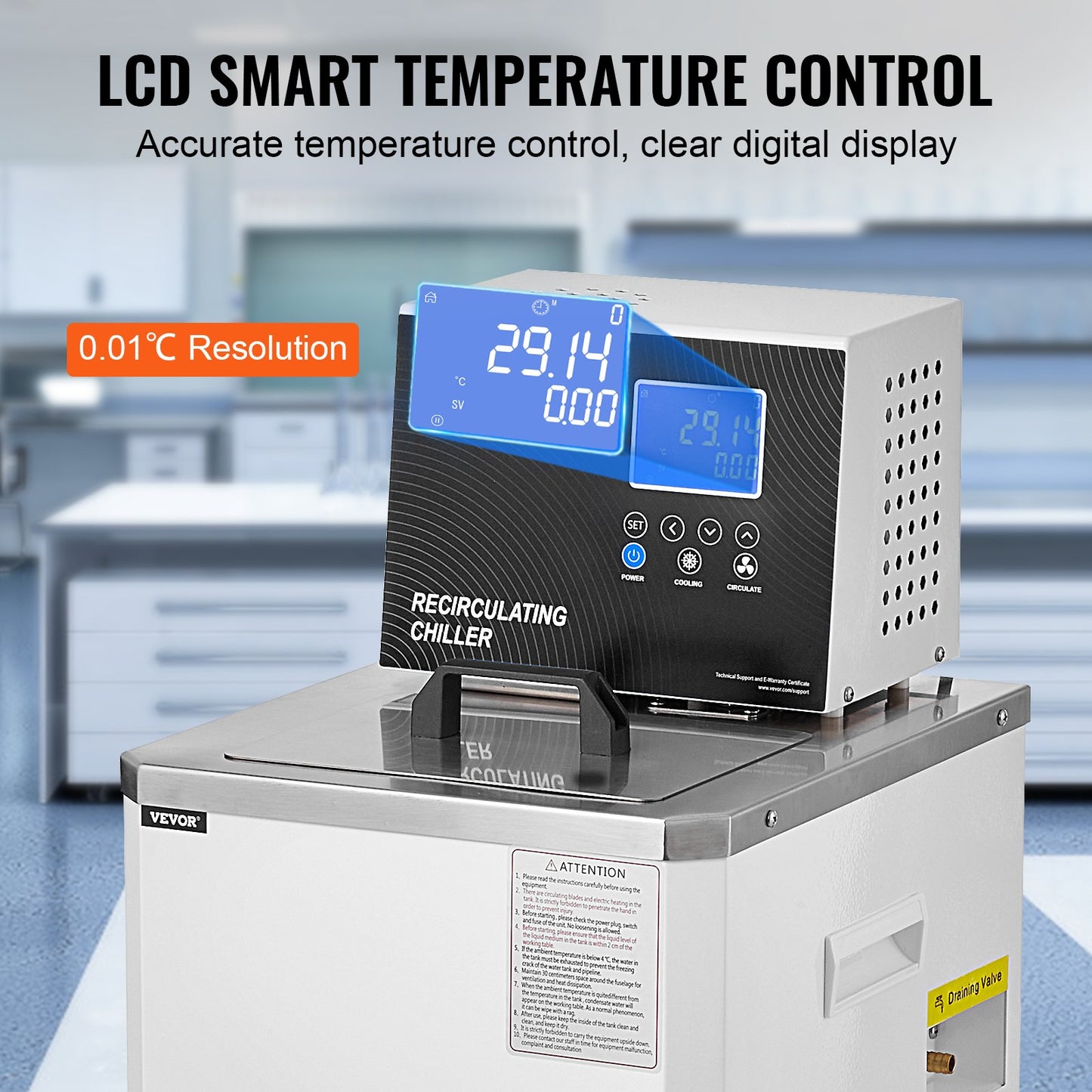 Laboratory Chiller Circulator, 6L Chiller Lab Low Temperature Cooling Liquid, 23 degrees F-212 degrees F V952-SYSXHLQQ6L50FGTJAV3