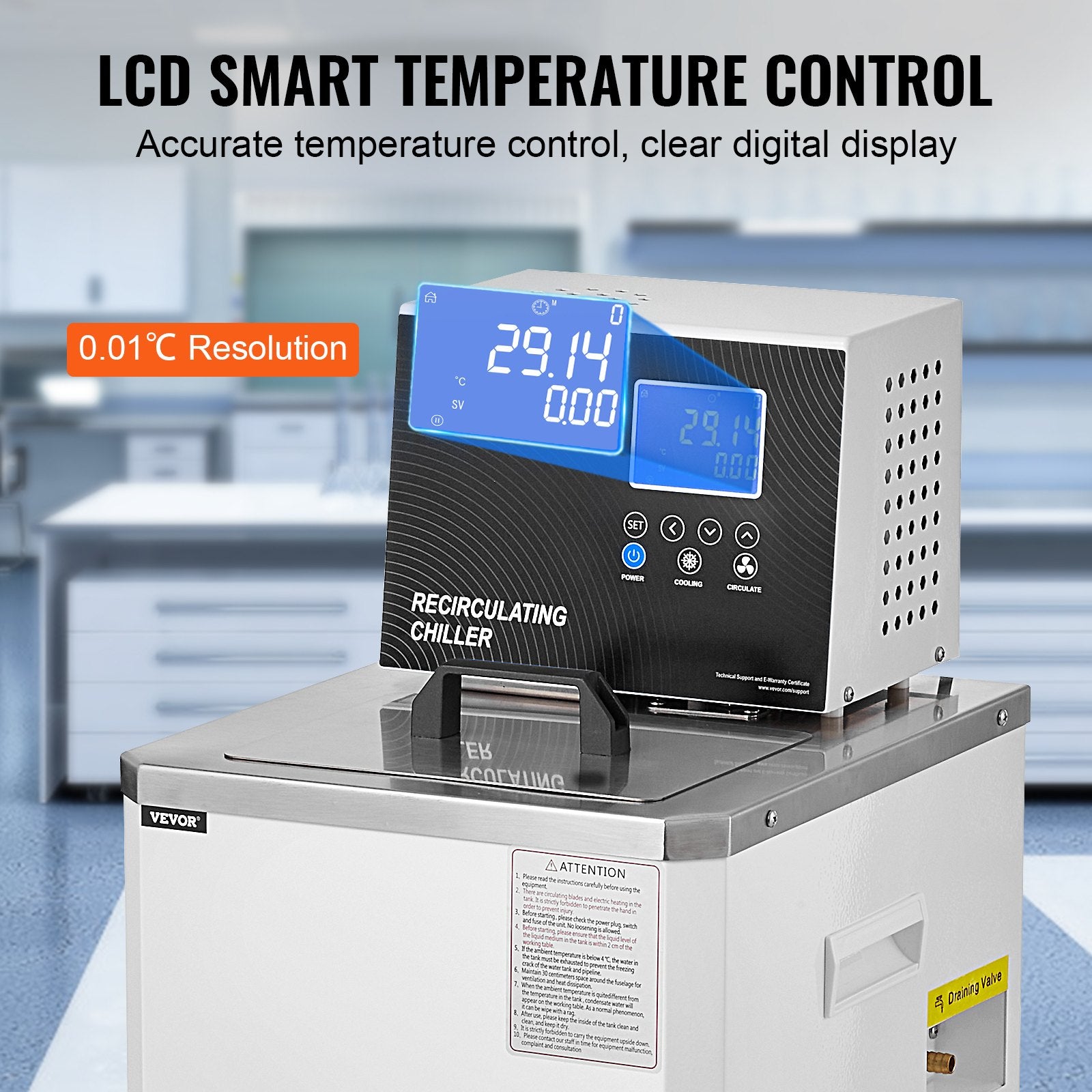 Laboratory Chiller Circulator, 6L Chiller Lab Low Temperature Cooling Liquid, 23 degrees F-212 degrees F V952-SYSXHLQQ6L50FGTJAV3