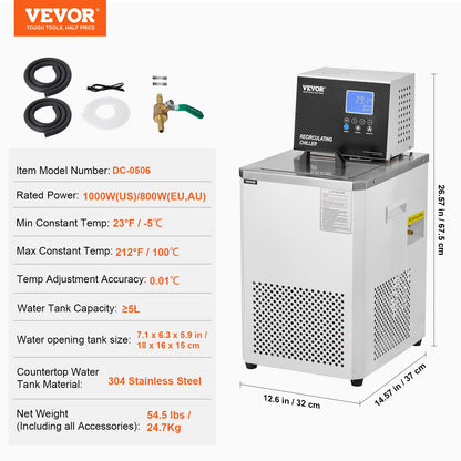 Laboratory Chiller Circulator, 6L Chiller Lab Low Temperature Cooling Liquid, 23 degrees F-212 degrees F V952-SYSXHLQQ6L50FGTJAV3