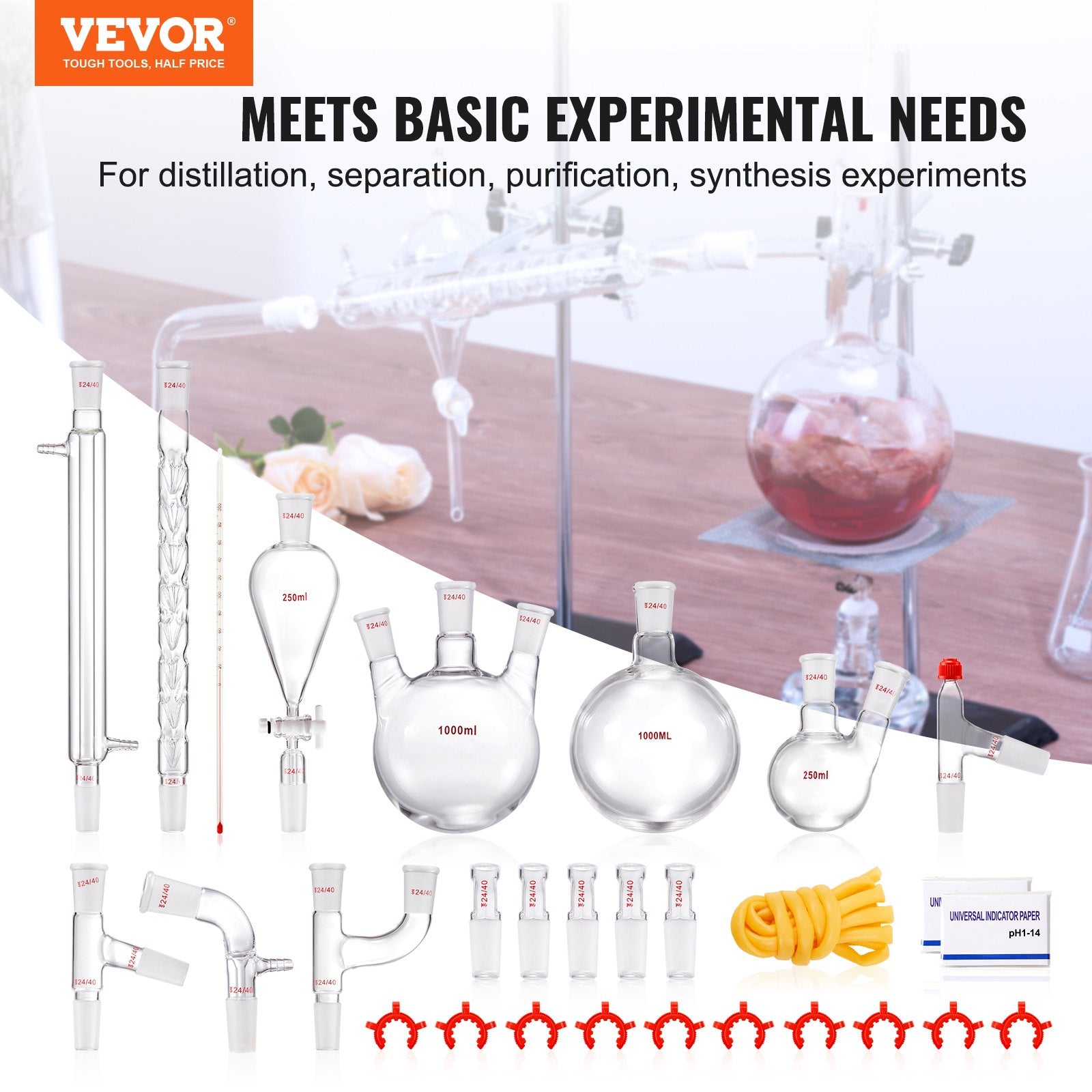Lab Glassware Distillation Kit 1000ml 3.3 Boro 29 pcs Glassware Equipment V952-SYSZLTJJPWW1IZZ32V0