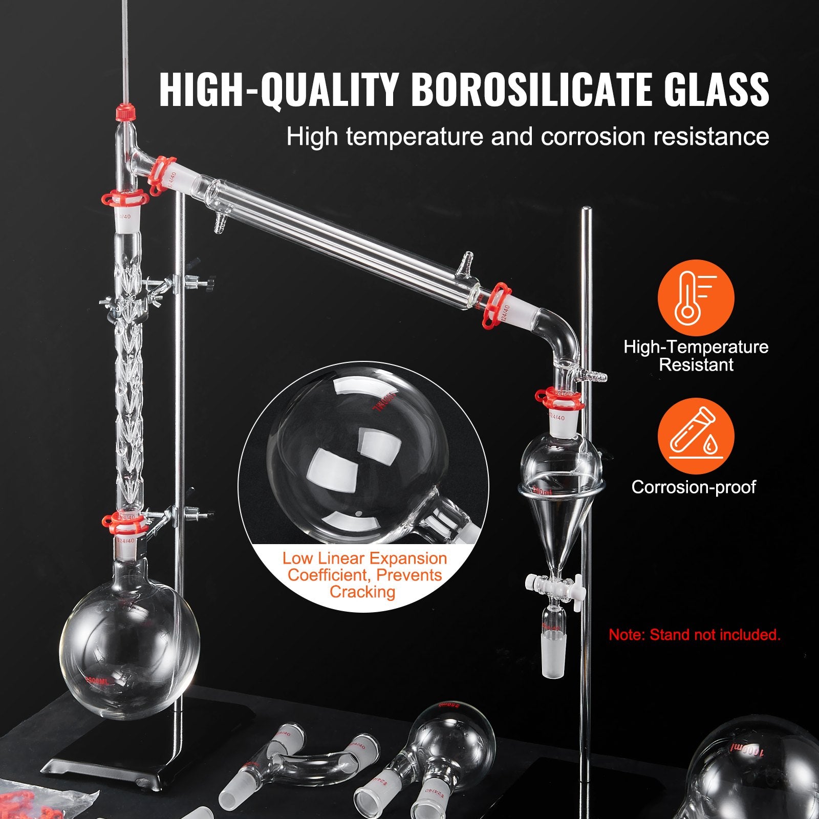 Lab Glassware Distillation Kit 1000ml 3.3 Boro 29 pcs Glassware Equipment V952-SYSZLTJJPWW1IZZ32V0