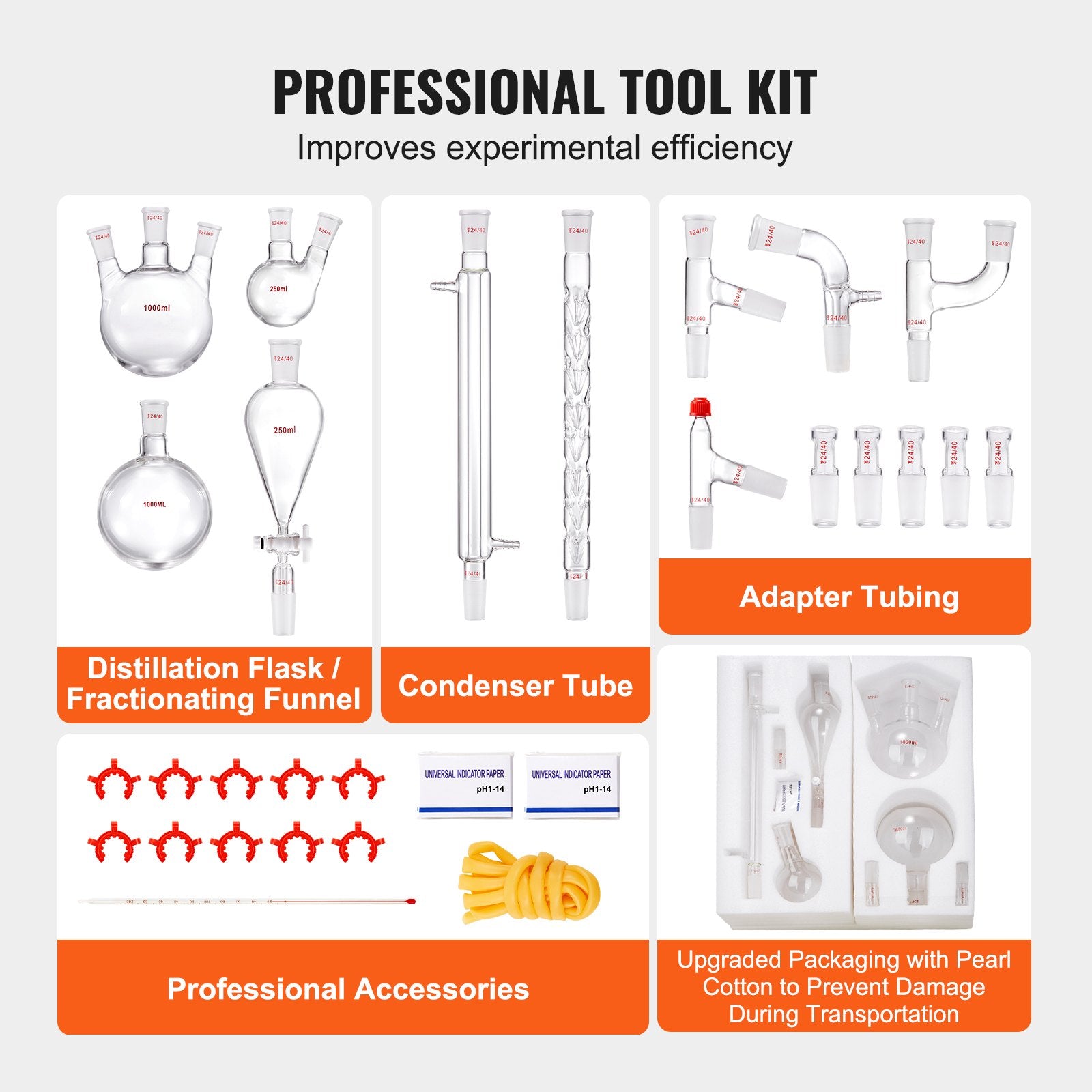 Lab Glassware Distillation Kit 1000ml 3.3 Boro 29 pcs Glassware Equipment V952-SYSZLTJJPWW1IZZ32V0