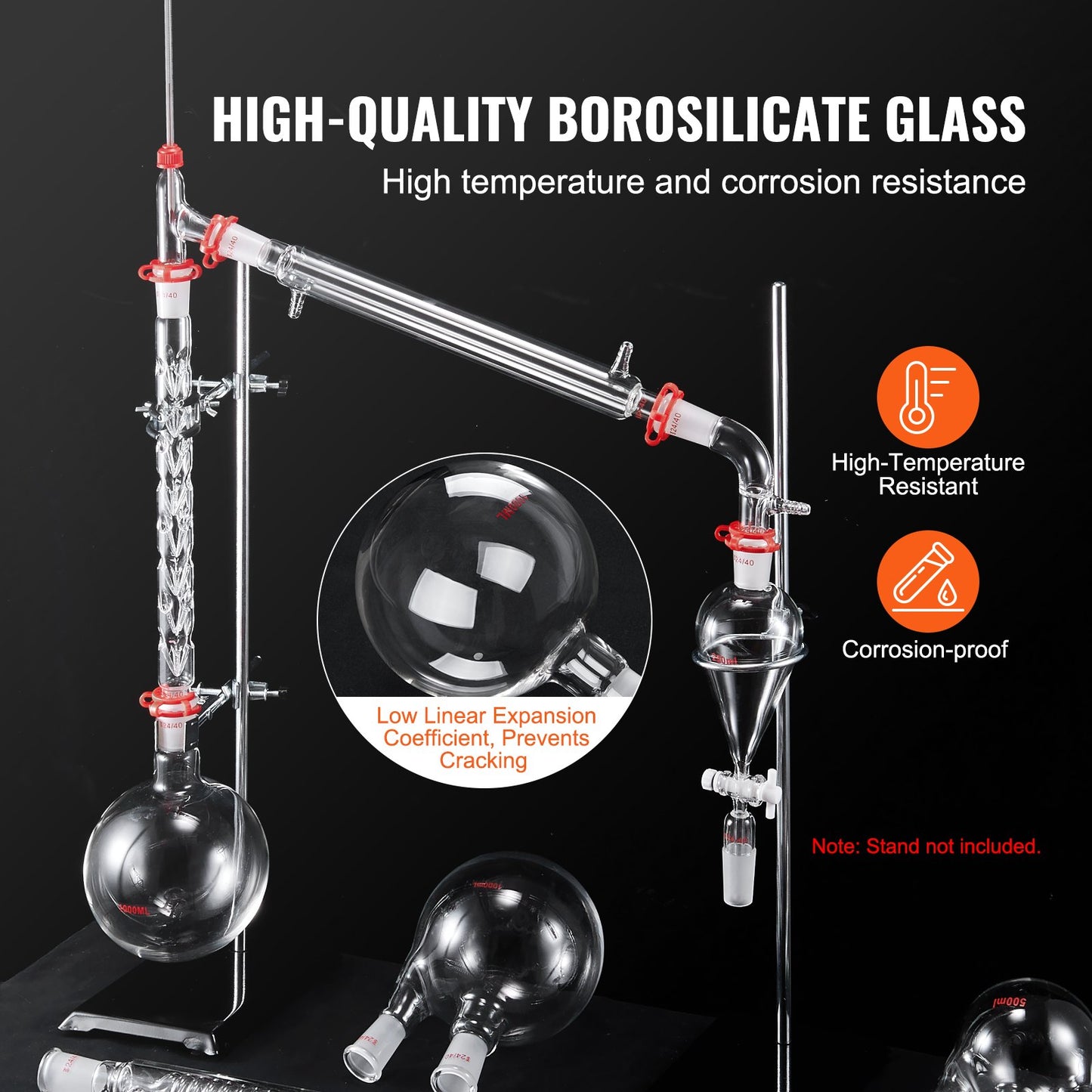 Lab Distillation Kit, 3.3 Boro Lab Glassware Distillation Kit with 24, 40 Joint, 1000ml Essential Oil V952-SYSZLTJJPWW1LEFCIV0