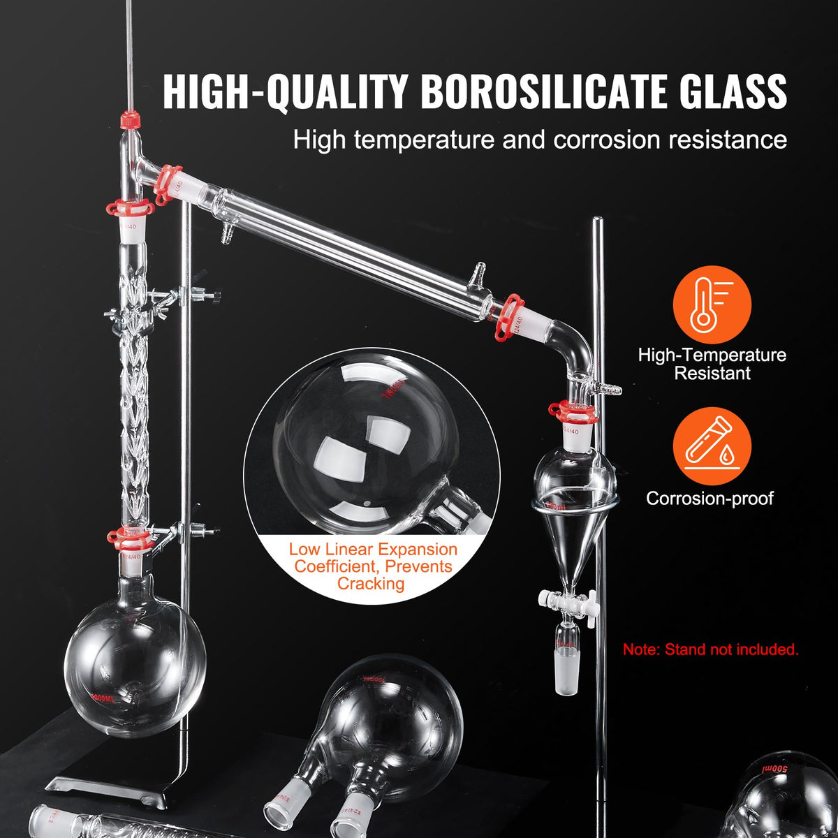 Lab Distillation Kit, 3.3 Boro Lab Glassware Distillation Kit with 24, 40 Joint, 1000ml Essential Oil V952-SYSZLTJJPWW1LEFCIV0
