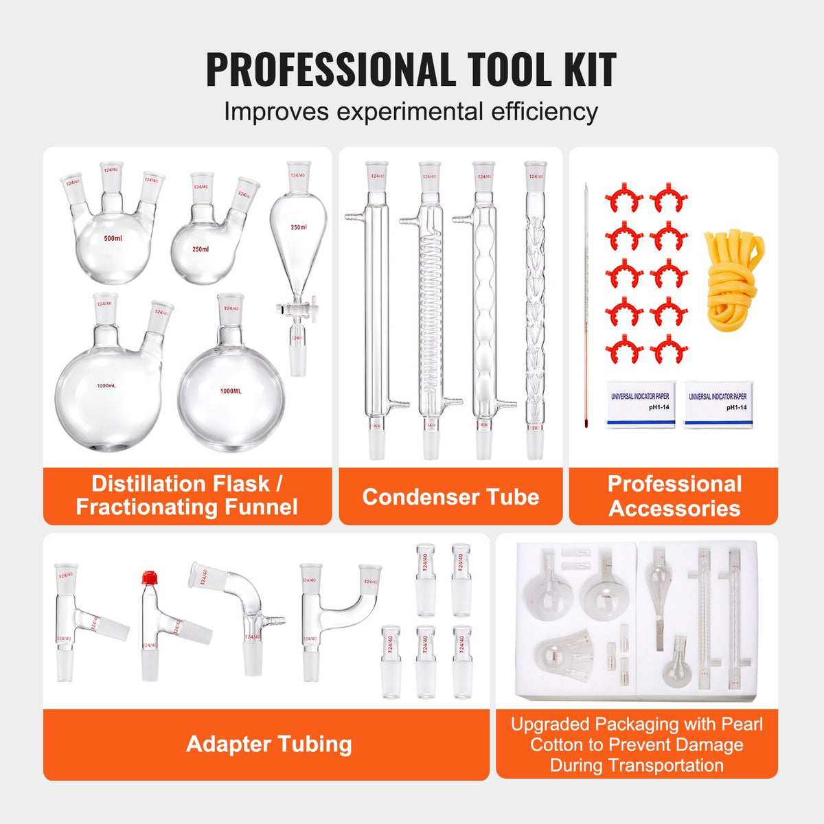 Lab Distillation Kit, 3.3 Boro Lab Glassware Distillation Kit with 24, 40 Joint, 1000ml Essential Oil V952-SYSZLTJJPWW1LEFCIV0