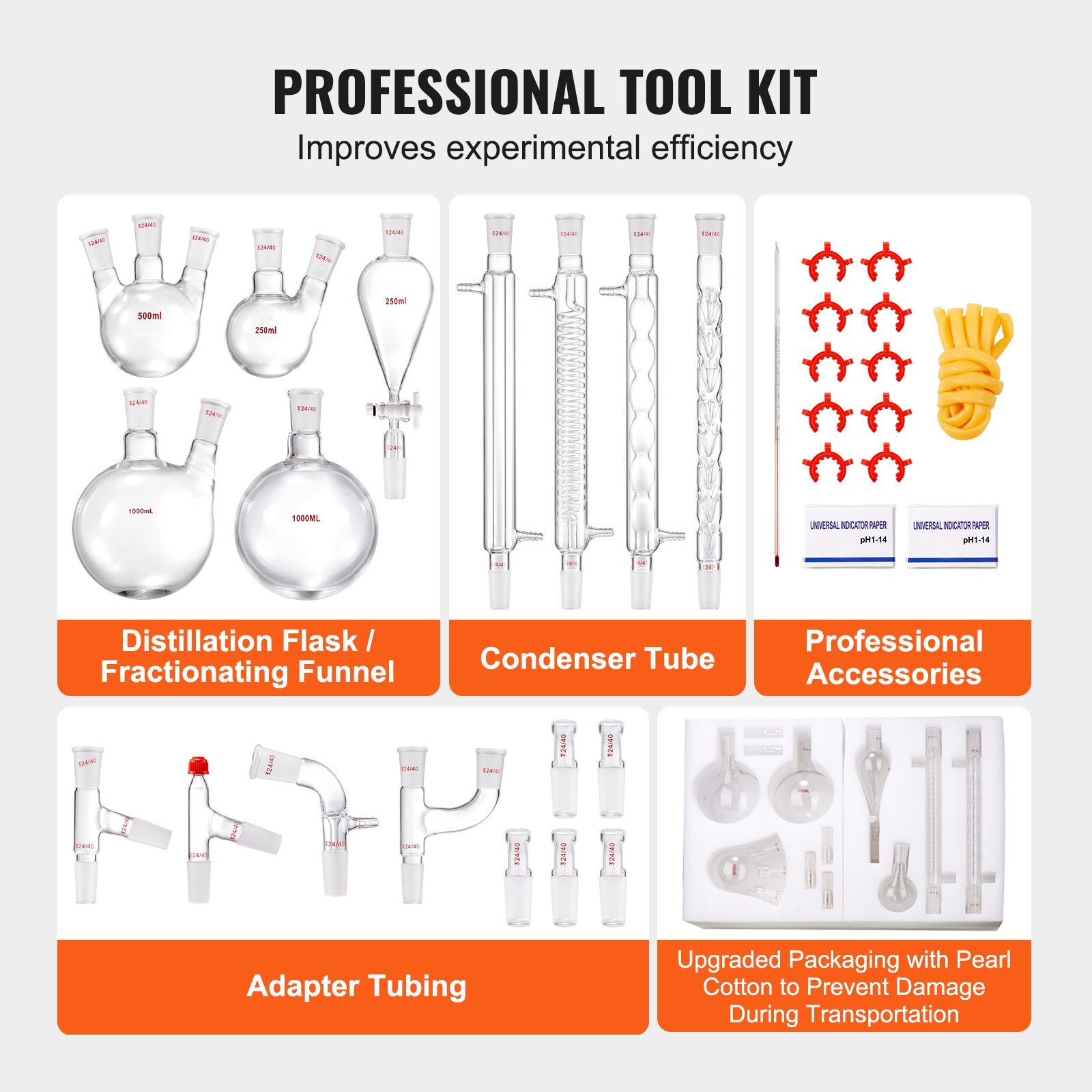 Lab Distillation Kit, 3.3 Boro Lab Glassware Distillation Kit with 24, 40 Joint, 1000ml Essential Oil V952-SYSZLTJJPWW1LEFCIV0