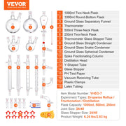 Lab Distillation Kit, 3.3 Boro Lab Glassware Distillation Kit with 24, 40 Joint, 1000ml Essential Oil V952-SYSZLTJJPWW1LEFCIV0