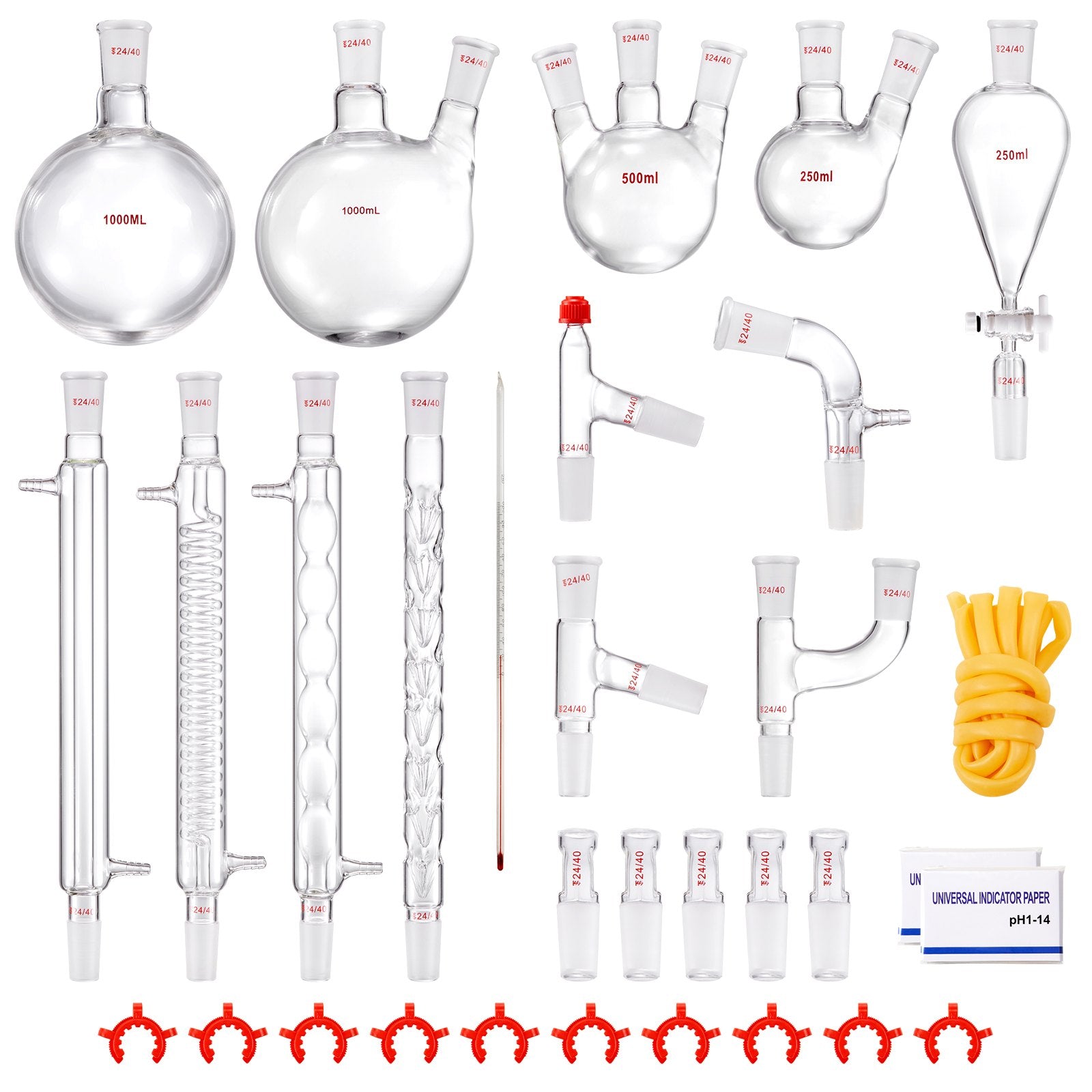 Lab Distillation Kit, 3.3 Boro Lab Glassware Distillation Kit with 24, 40 Joint, 1000ml Essential Oil V952-SYSZLTJJPWW1LEFCIV0