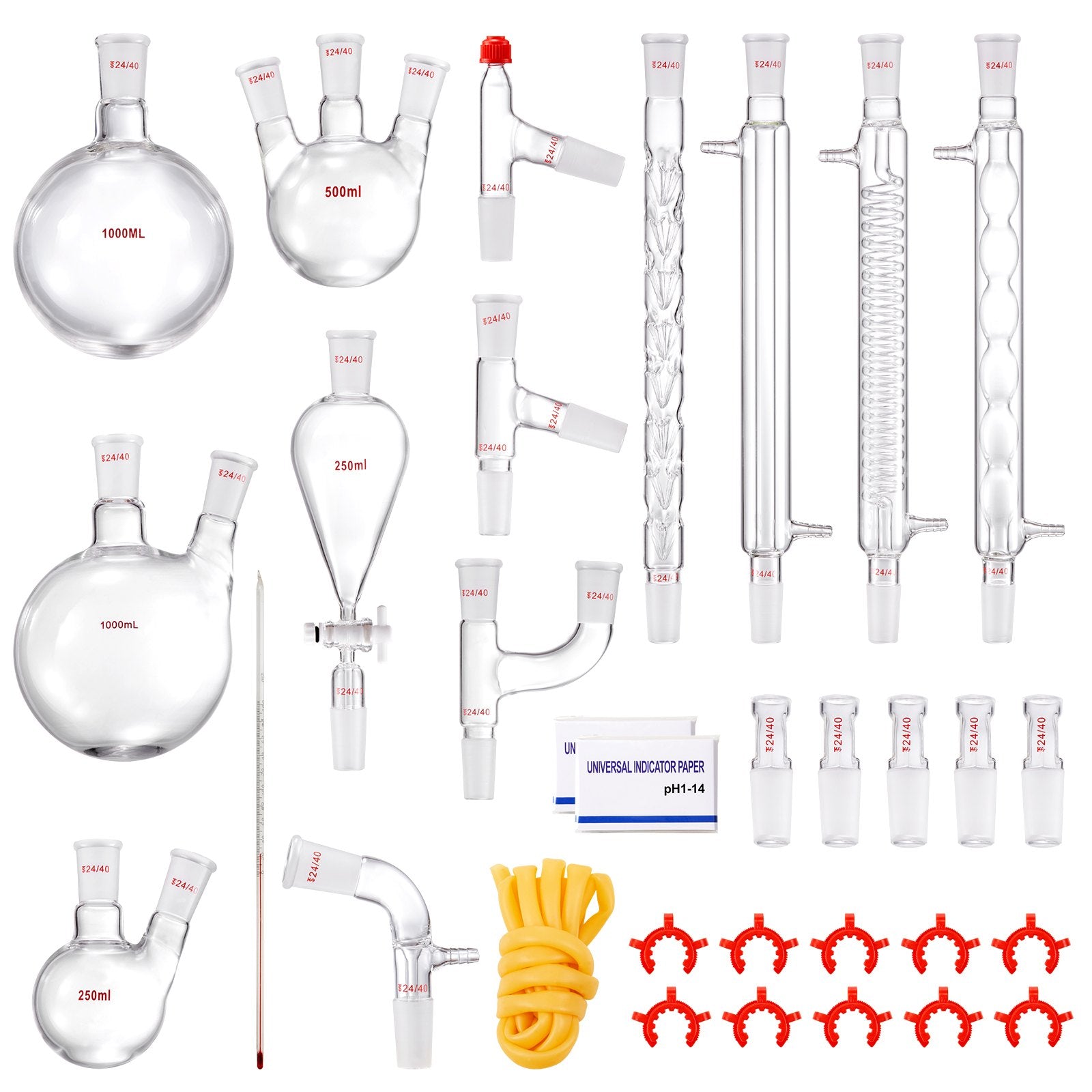 Lab Distillation Kit, 3.3 Boro Lab Glassware Distillation Kit with 24, 40 Joint, 1000ml Essential Oil V952-SYSZLTJJPWW1LEFCIV0