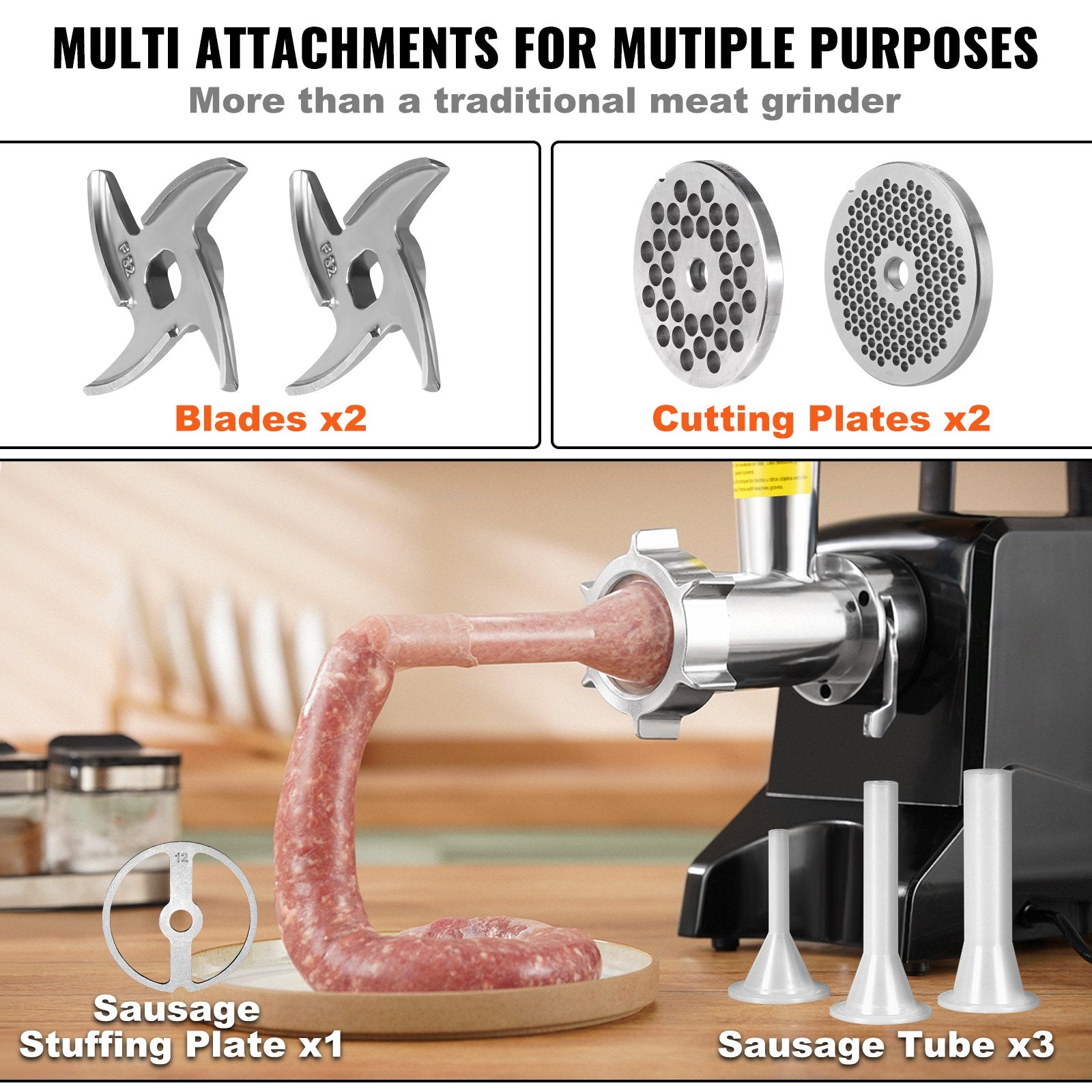 Commercial Electric Meat Grinder 2.27Kg/Min Sausage Stuffer Filler Kitchen V952-SYTMDDJRJQSYK9H4MV3
