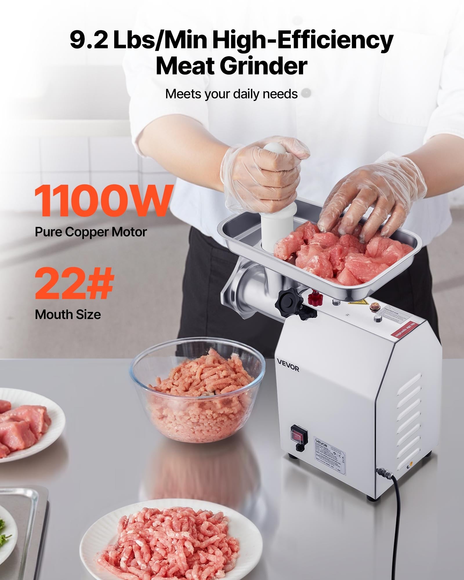 Commercial Electric Meat Grinder 9.2 Lbs/Min Sausage Stuffer Maker Kitchen V952-SYTMDDJRJSYS79O1T001V3