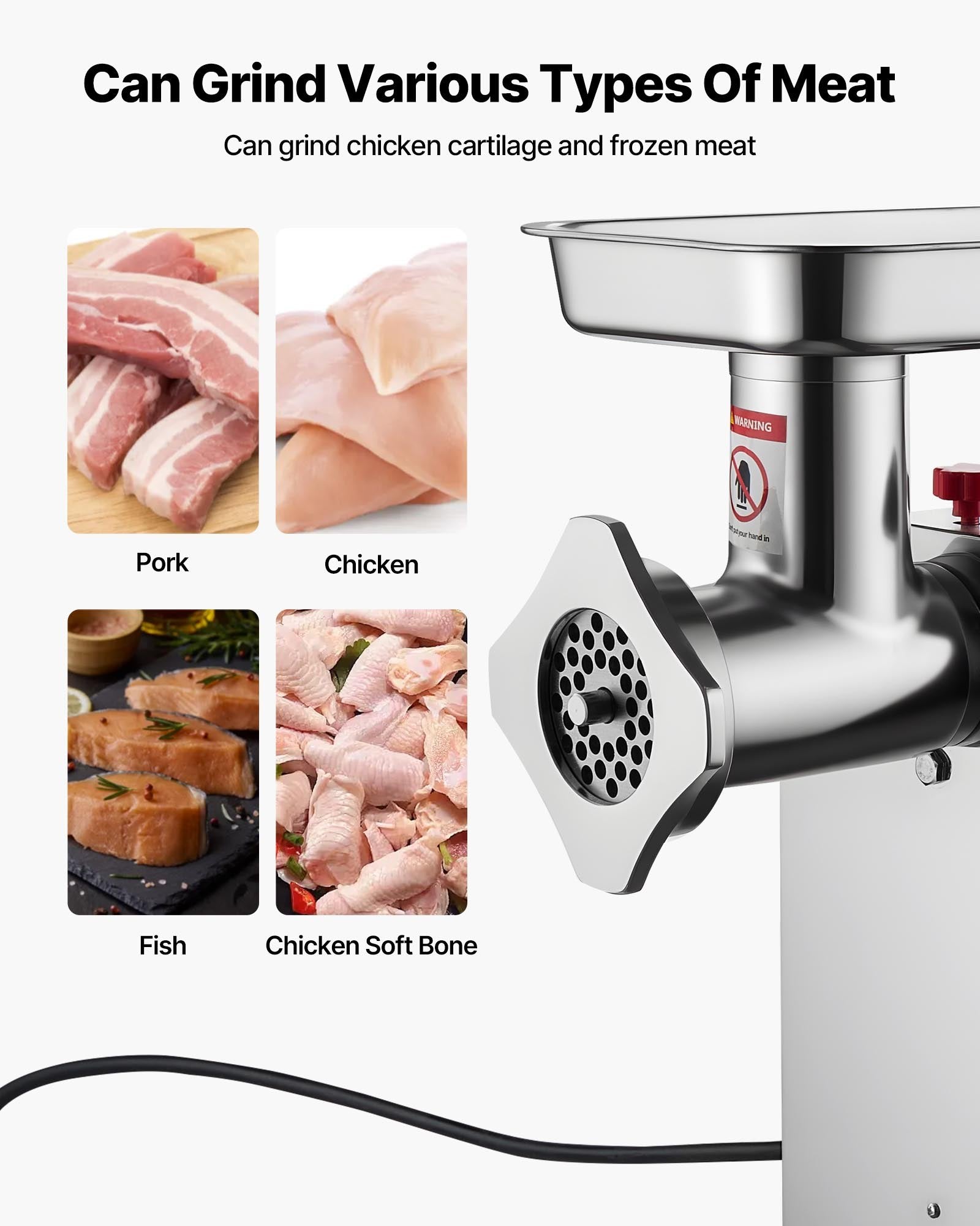 Commercial Electric Meat Grinder 9.2 Lbs/Min Sausage Stuffer Maker Kitchen V952-SYTMDDJRJSYS79O1T001V3