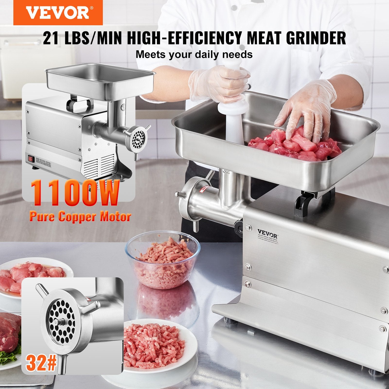 Commercial Electric Meat Grinder 21 Lbs/Min Sausage Stuffer Maker Kitchen V952-SYTMDDJRJSYSGN7X9V3