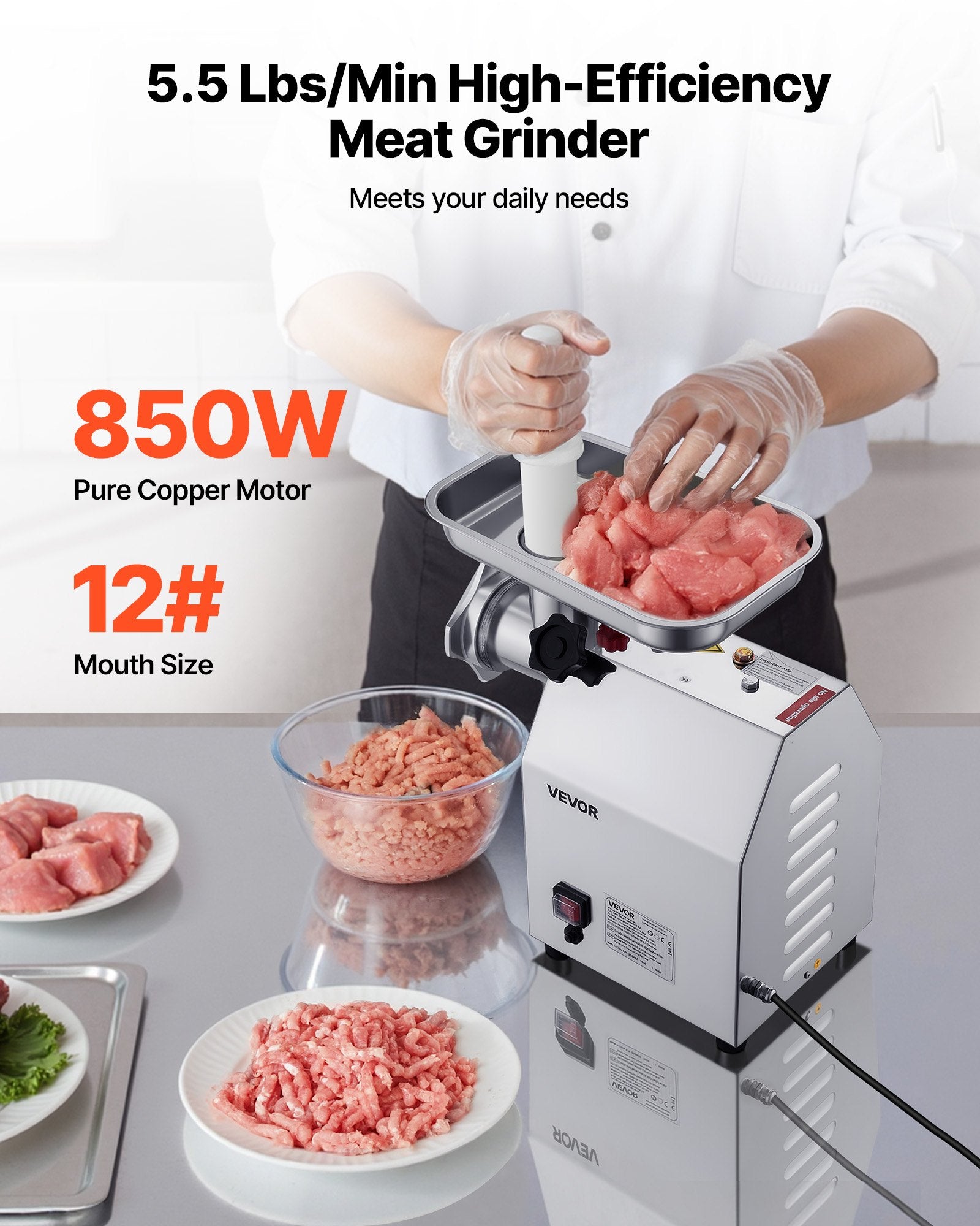 Commercial Electric Meat Grinder 5.5 Lbs/Min Sausage Stuffer Maker Kitchen V952-SYTMDDJRJSYSHS6TA001V3