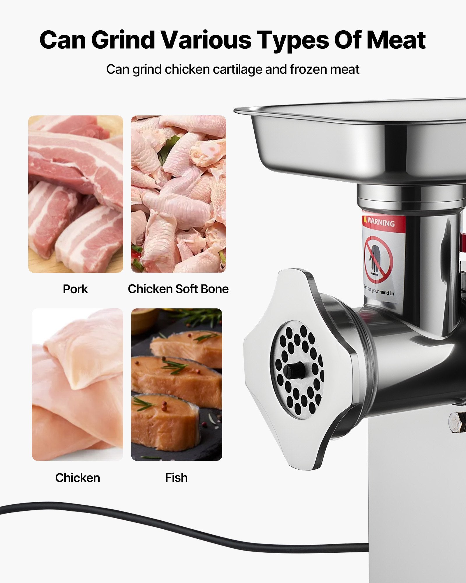Commercial Electric Meat Grinder 5.5 Lbs/Min Sausage Stuffer Maker Kitchen V952-SYTMDDJRJSYSHS6TA001V3