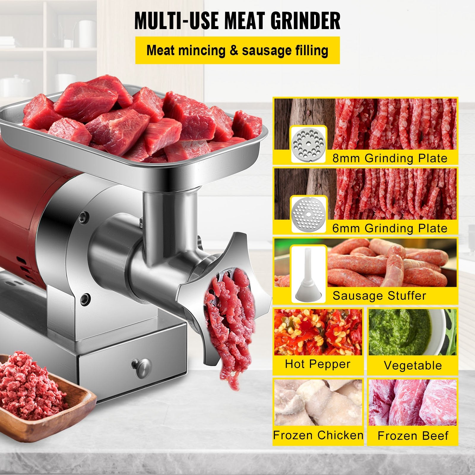 Electric Meat Grinder Machine Electric Meat Mincer 661 Lbs/Hour 1100W V952-SYTMDDJRJSYSP65ZTV3