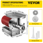 Electric Meat Grinder Machine Electric Meat Mincer 661 Lbs/Hour 1100W V952-SYTMDDJRJSYSP65ZTV3