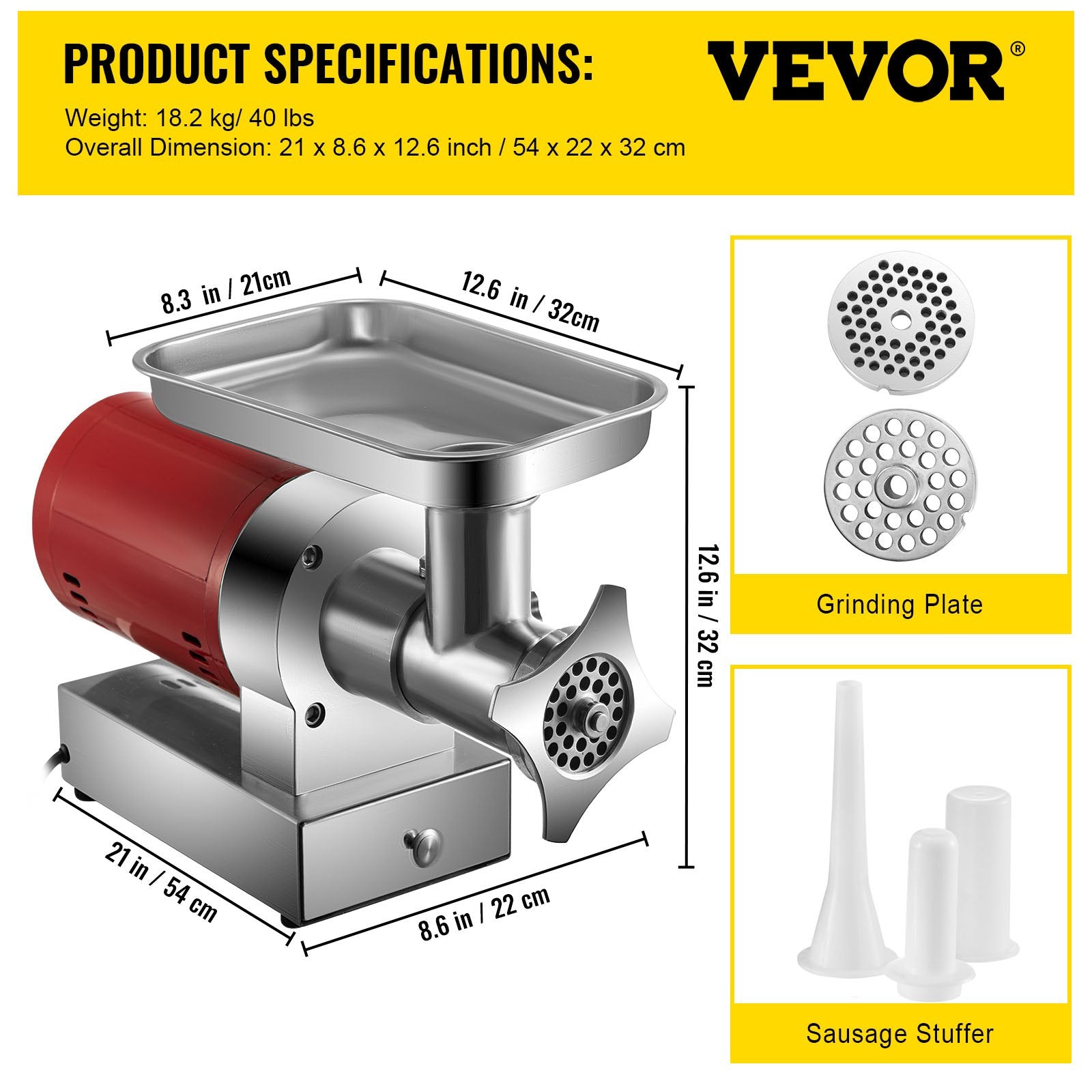 Electric Meat Grinder Machine Electric Meat Mincer 661 Lbs/Hour 1100W V952-SYTMDDJRJSYSP65ZTV3