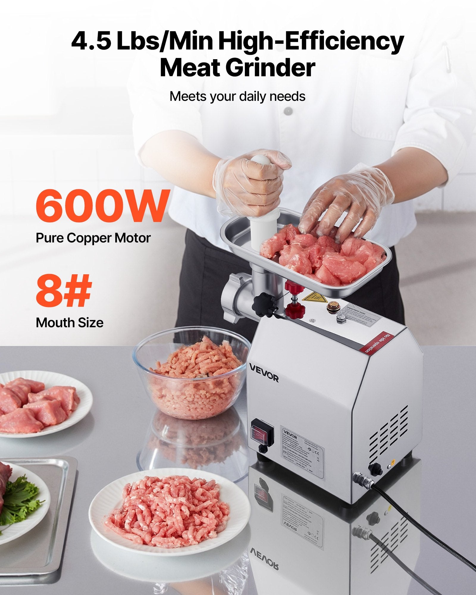 Commercial Electric Meat Grinder 4.5 Lbs/Min Sausage Stuffer Maker Kitchen V952-SYTMDDJRJSYSWMYXS001V3