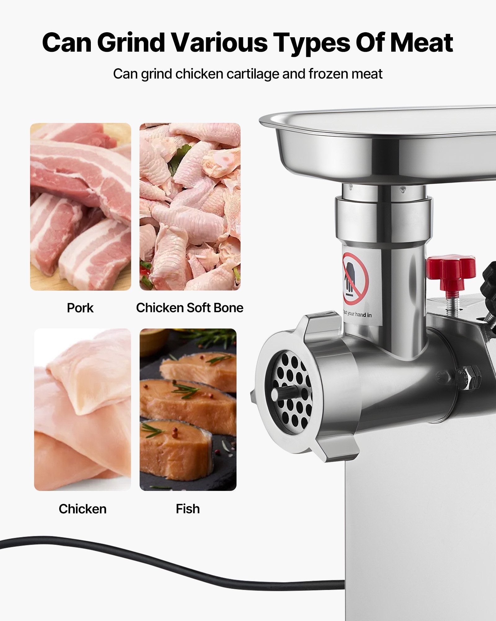 Commercial Electric Meat Grinder 4.5 Lbs/Min Sausage Stuffer Maker Kitchen V952-SYTMDDJRJSYSWMYXS001V3