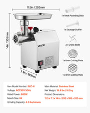 Commercial Electric Meat Grinder 4.5 Lbs/Min Sausage Stuffer Maker Kitchen V952-SYTMDDJRJSYSWMYXS001V3