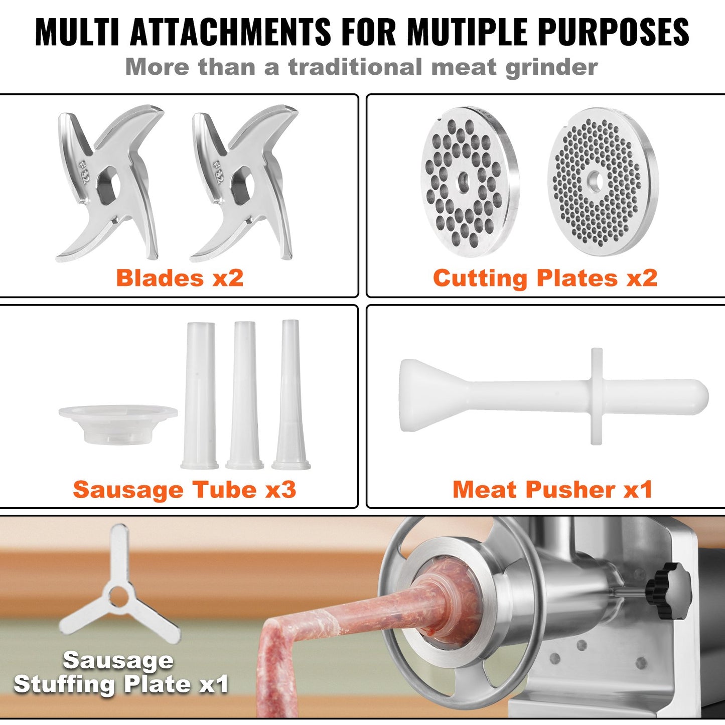 Electric Meat Grinder, 9.5 Kg/Min Capacity, Countertop Industrial Meat Mincer w/ Blade, Grinding Plate, V952-SYTMDDJRJSYSXLUBKV3