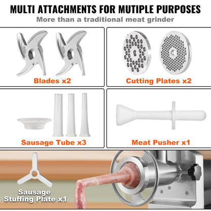 Electric Meat Grinder, 9.5 Kg/Min Capacity, Countertop Industrial Meat Mincer w/ Blade, Grinding Plate, V952-SYTMDDJRJSYSXLUBKV3