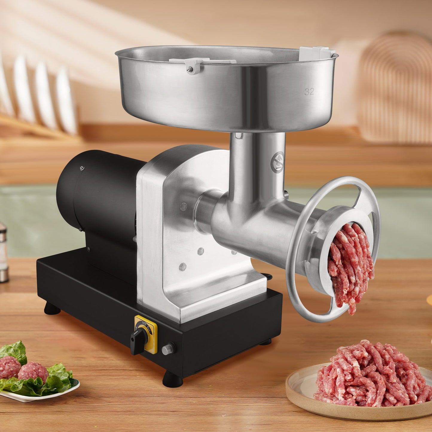 Electric Meat Grinder, 9.5 Kg/Min Capacity, Countertop Industrial Meat Mincer w/ Blade, Grinding Plate, V952-SYTMDDJRJSYSXLUBKV3
