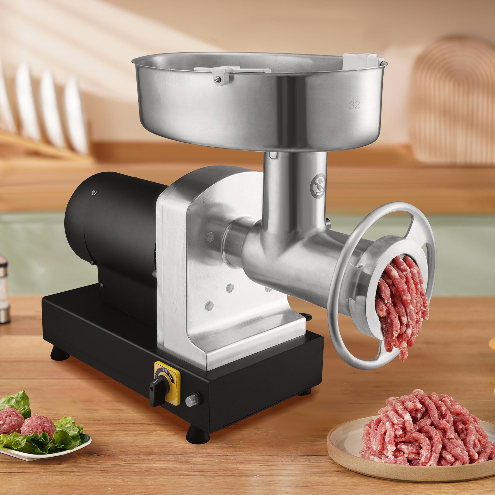 Electric Meat Grinder, 9.5 Kg/Min Capacity, Countertop Industrial Meat Mincer w/ Blade, Grinding Plate, V952-SYTMDDJRJSYSXLUBKV3
