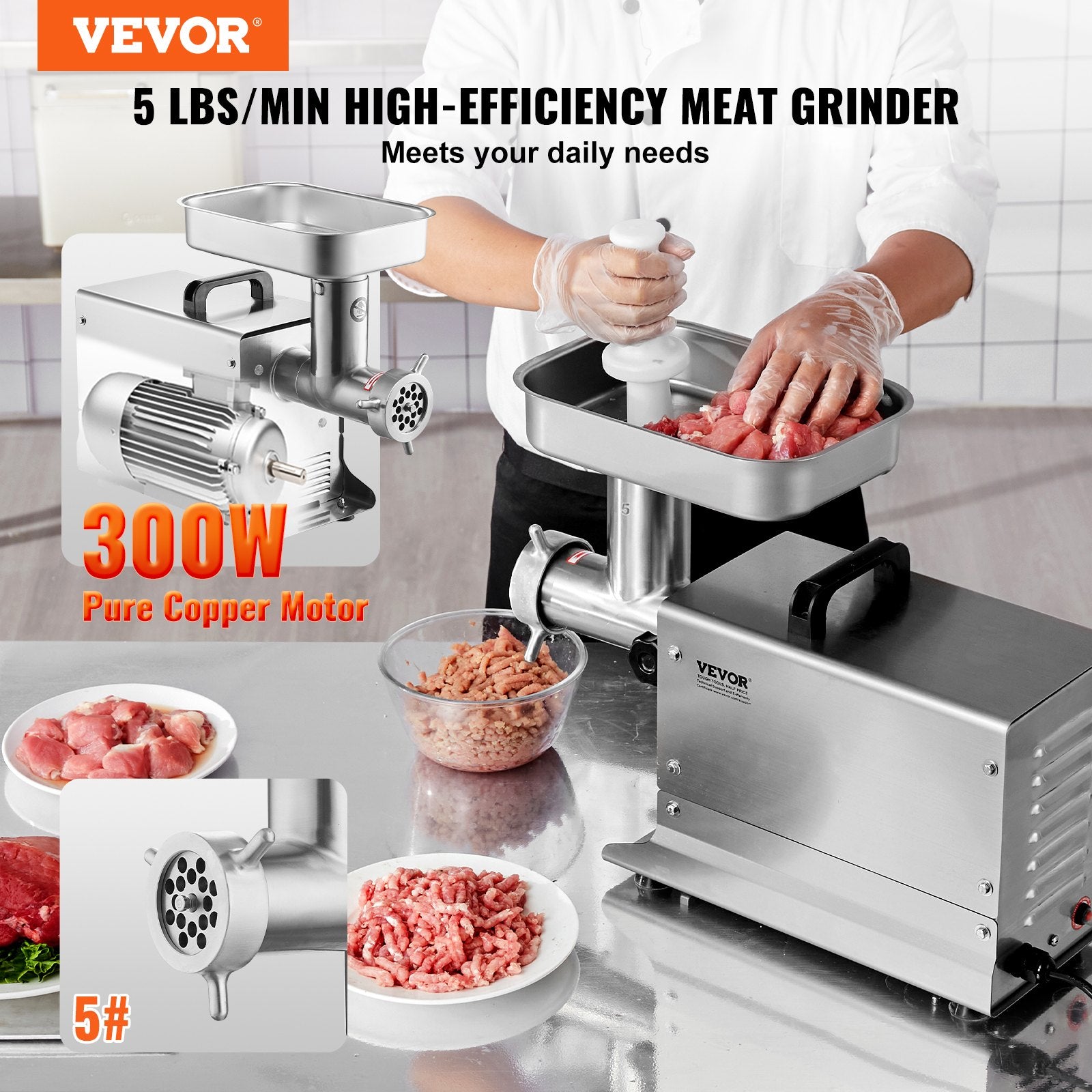 Commercial Electric Meat Grinder 5 Lbs/Min Sausage Stuffer Maker Kitchen V952-SYTMDDJRJSYSYQFR9V3