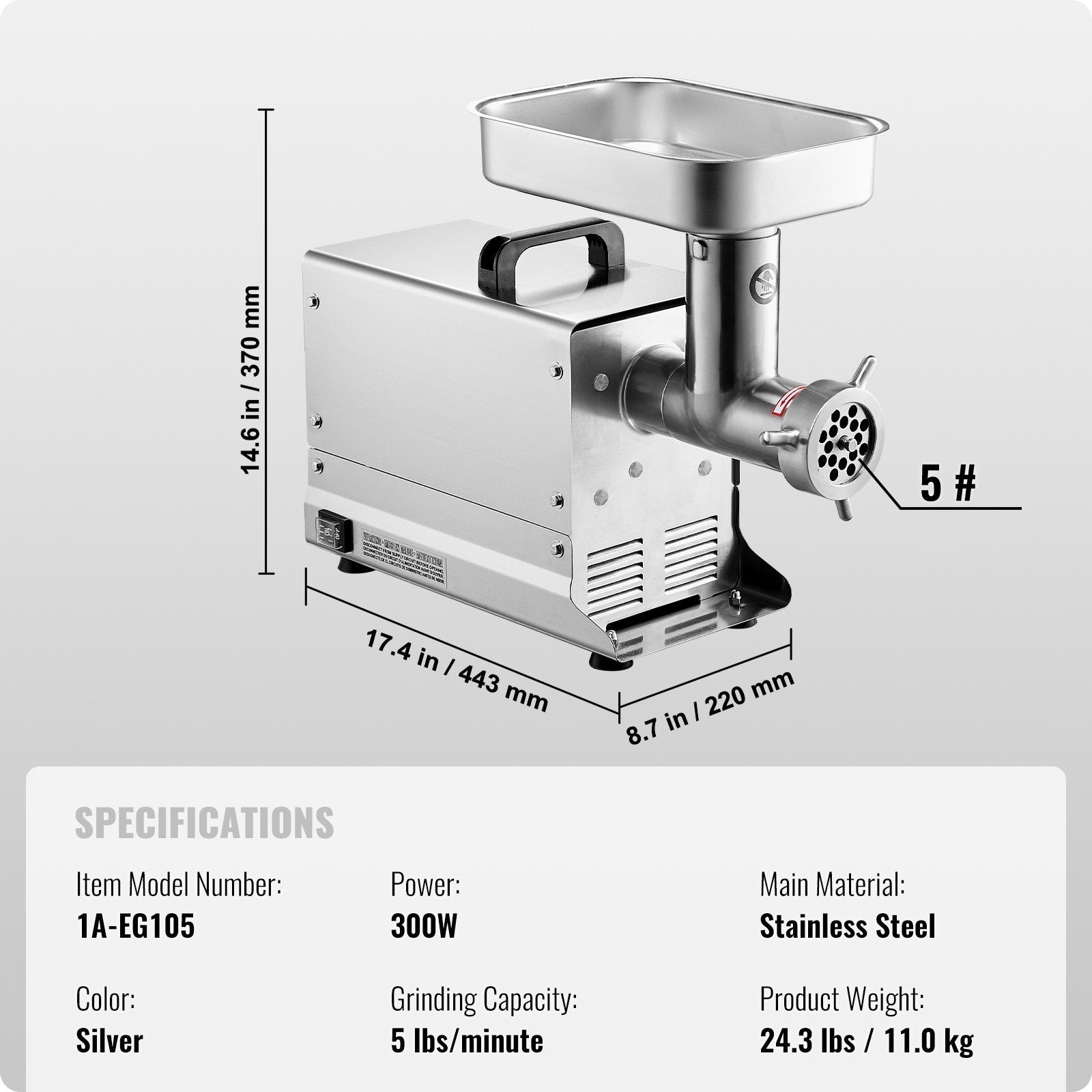 Commercial Electric Meat Grinder 5 Lbs/Min Sausage Stuffer Maker Kitchen V952-SYTMDDJRJSYSYQFR9V3
