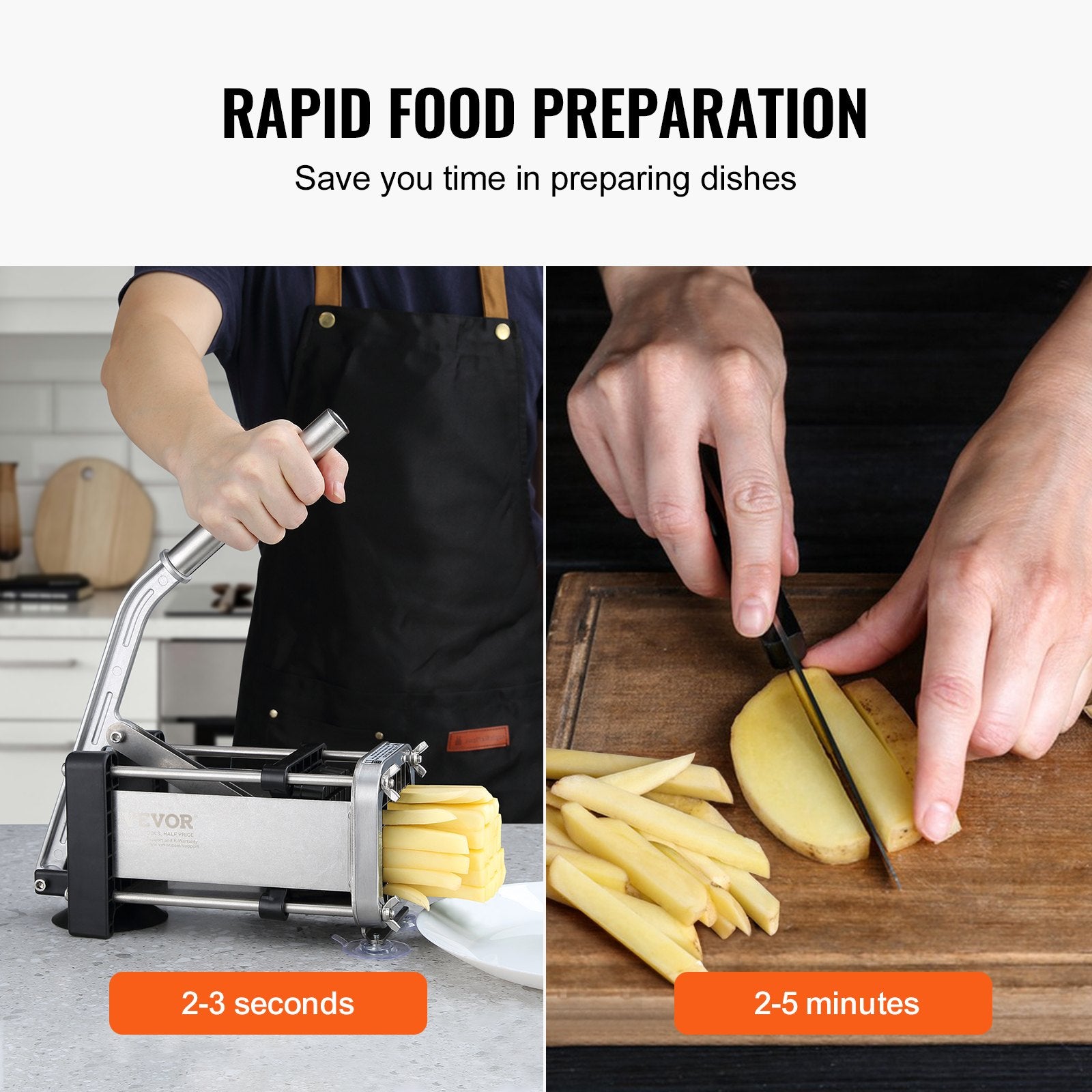 French Fry Cutter, Potato Slicer with 1/2-Inch and 3/8-Inch Stainless Steel Blades, Manual Potato Cutter V952-SYWSQSTJWJ12IGYCYV0