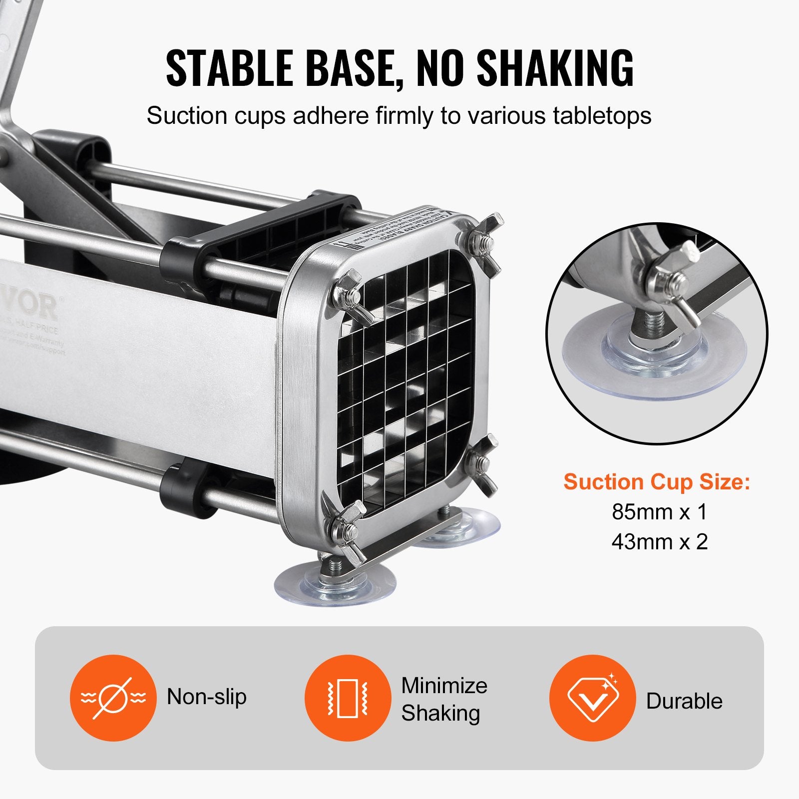 French Fry Cutter, Potato Slicer with 1/2-Inch and 3/8-Inch Stainless Steel Blades, Manual Potato Cutter V952-SYWSQSTJWJ12IGYCYV0