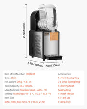 Commercial Slushy Machine, 4L Single Tank Frozen Drink Machine, 16 Cups Stainless Steel Margarita Smoothie V952-SYXRJX14LDGD1123BV3
