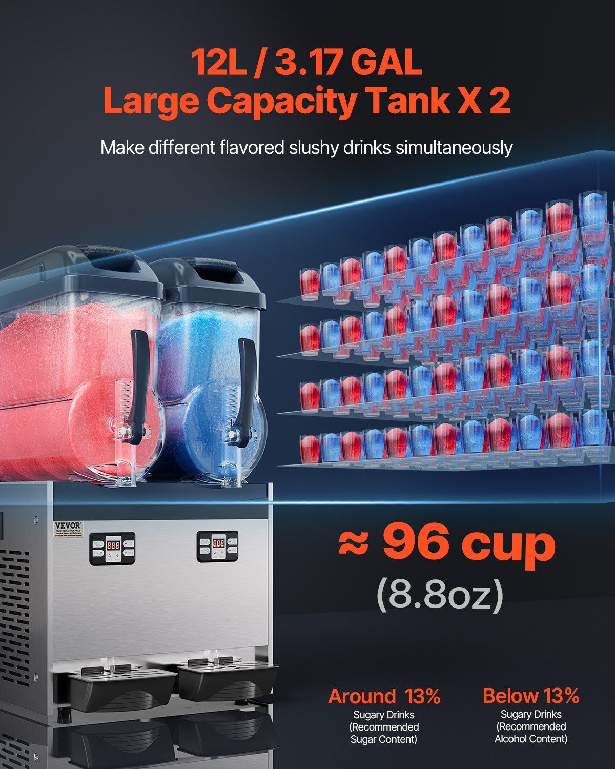 12Lx2 Tank Commercial Slushy Machine Margarita Smoothie Frozen Drink Maker V952-SYXRJX212LSGEDMYZV3
