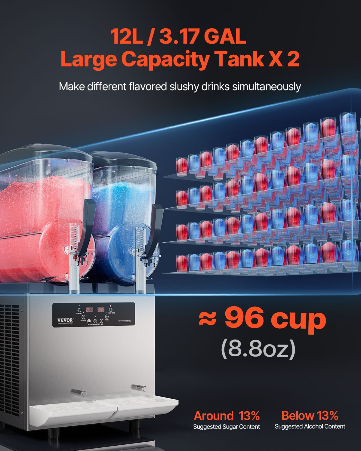 12Lx2 Tank Commercial Slushy Machine Margarita Smoothie Frozen Drink Maker V952-SYXRJX212LSGYZO0PV3